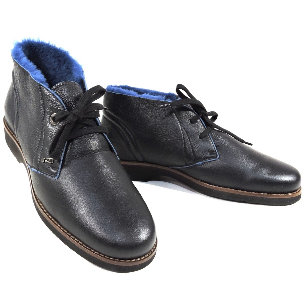 PAKERSON 🇮🇹 WOMEN'S BLACK SOFT LEATHER MONTONE FUR WINTER BOOTIE